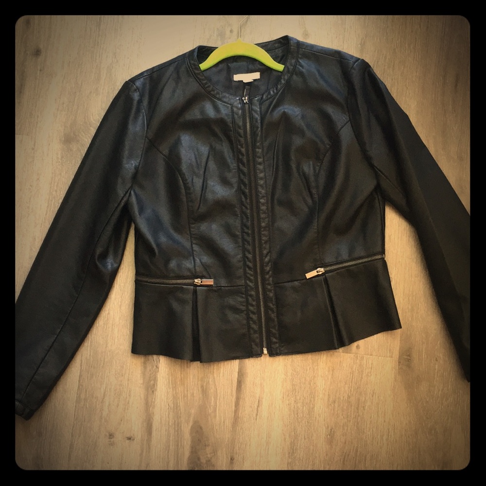 Faux peplum leather jacket